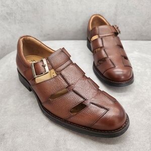 Flag Sandals Men's 9 Brown Cigar Leather Monroe Fisherman Casual Chic New $170